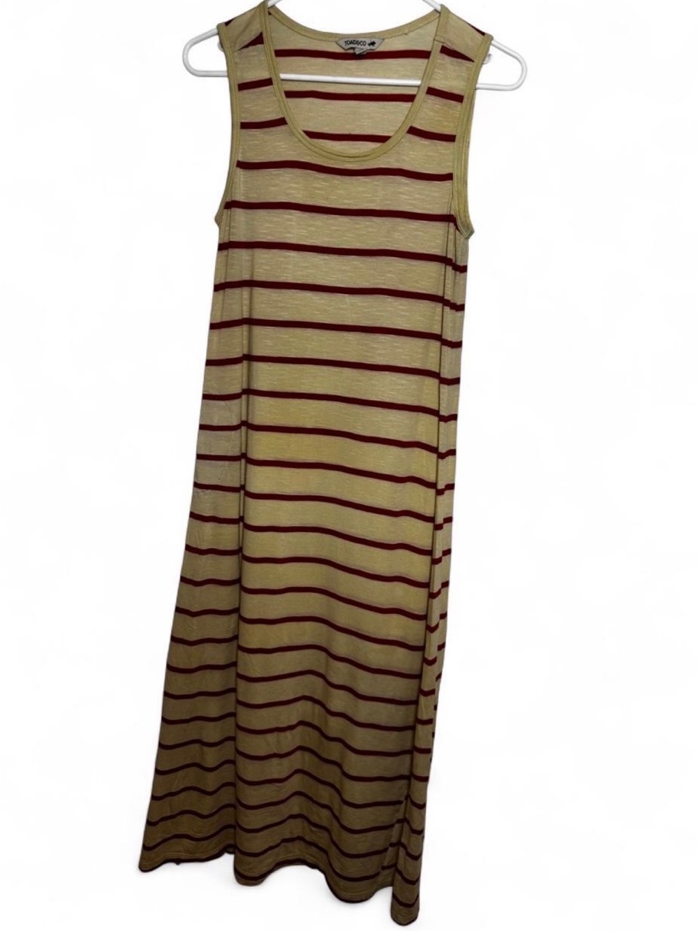 Toad&Co Womens Striped Sleeveless Maxi Dress Small Travel Pocket Slit
